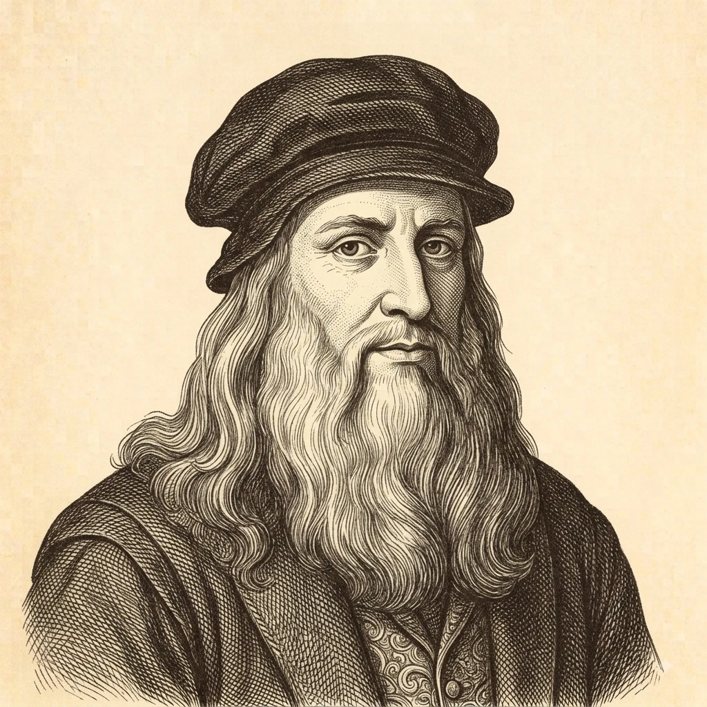 Hand-sketch portrait of Leonardo da Vinci