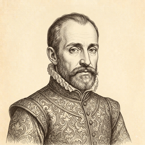 Hand-sketch portrait of Michel de Montaigne