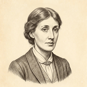 Hand-sketch portrait of Virginia Woolf